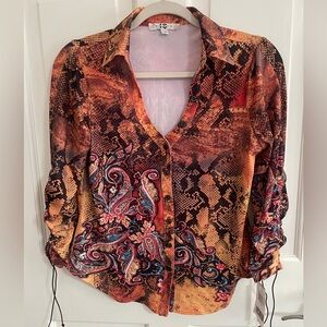 NWT Paris IQ Multicolor Paisley Button-Down Shirt